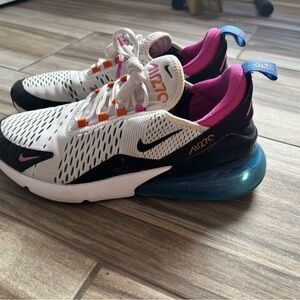 Nike Air Max 270 White Black with Pink and Blue Accents